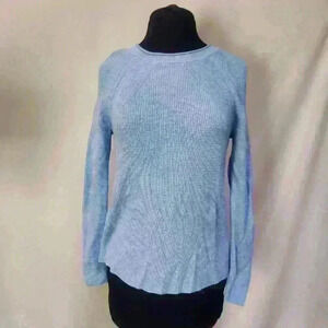 Croft & Barrow XS Petite Pretty Light Blue Sweater 3/4 Raglan Sleeves Hip Detail